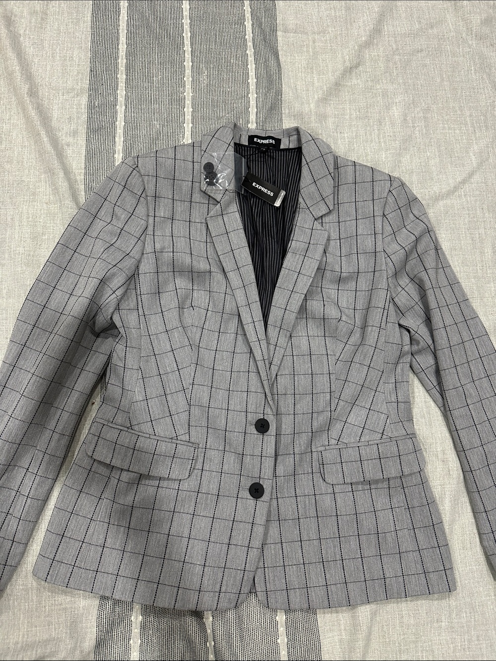 Express Gray Windowpane Blazer